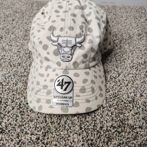 '47 Brand Chicago Bulls NBA White Cheetah Womens Clean Up Adjustable Dad Hat Cap